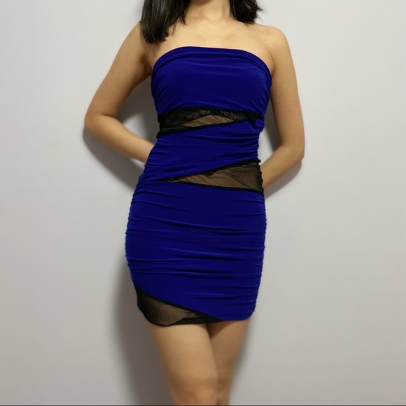 Blue and black mesh sexy dress - Picture 1 of 5